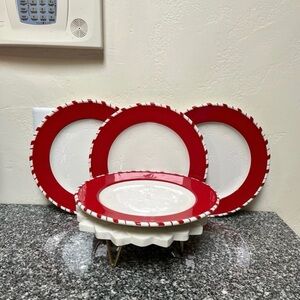JCPenney Christmas Red and White Dinner Plates Set of 4